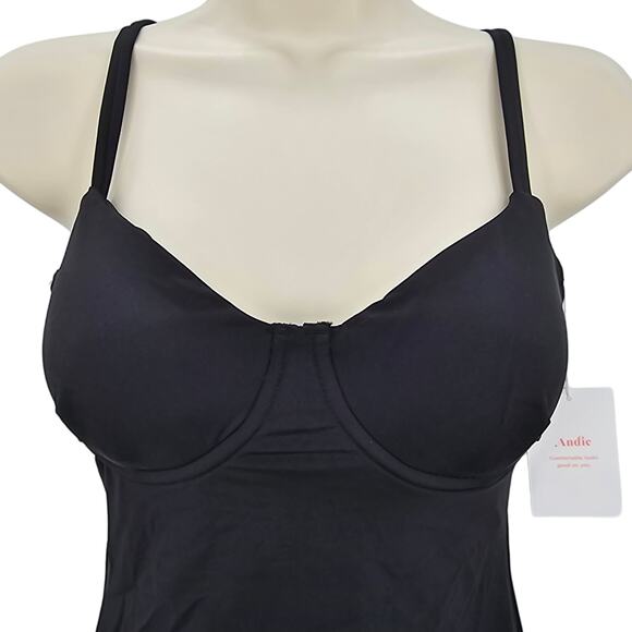 Andie Swim Womans size S/Tall Bermuda One Piece Swimsuit in Black Demi Cup NEW - Picture 2 of 8